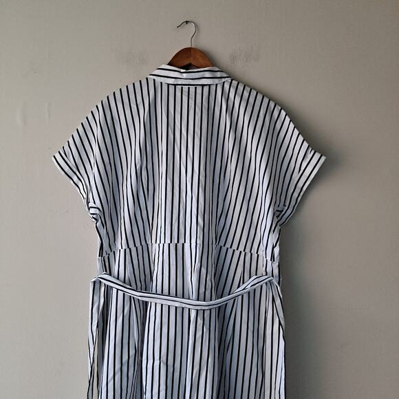Talbots Nautical Stripe Fit & Flare Dress Knee-Length Blue White Women Size 16WP - Picture 7 of 9